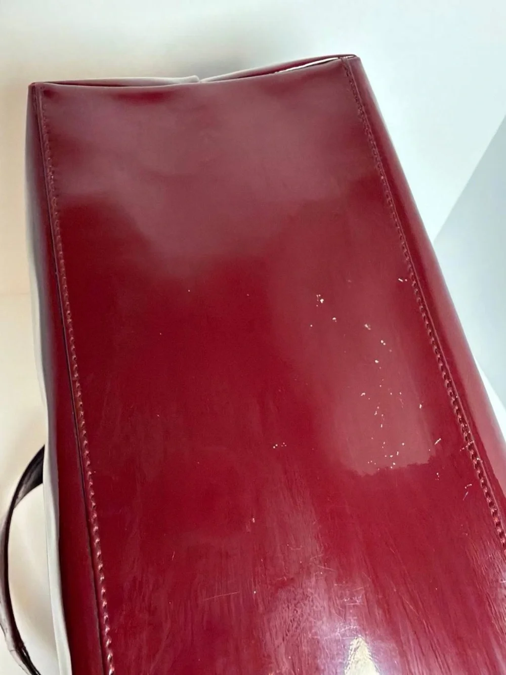 Salvatore Ferragamo Gancini Burgundy Glossy Patent Leather Shoulder Bag